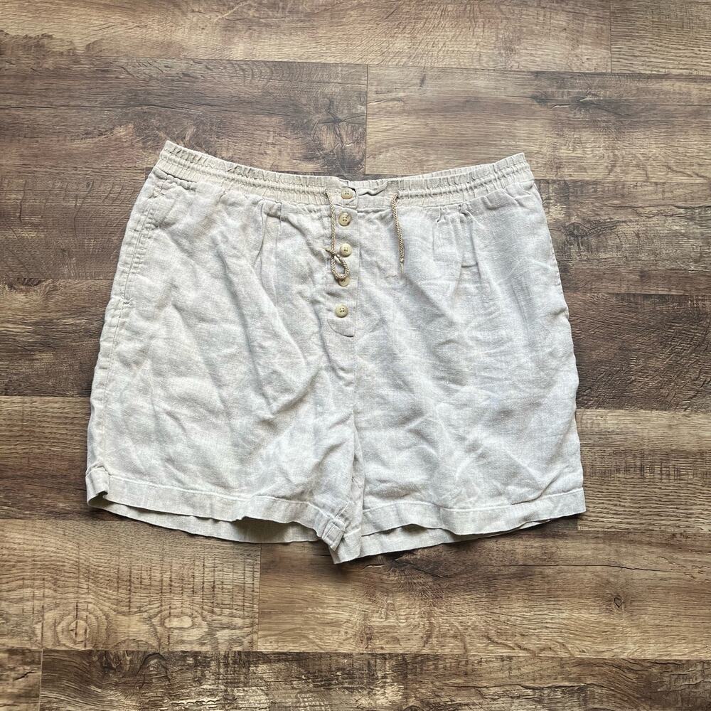 Sarah Chapman Womens XL Linen Shorts Light brown